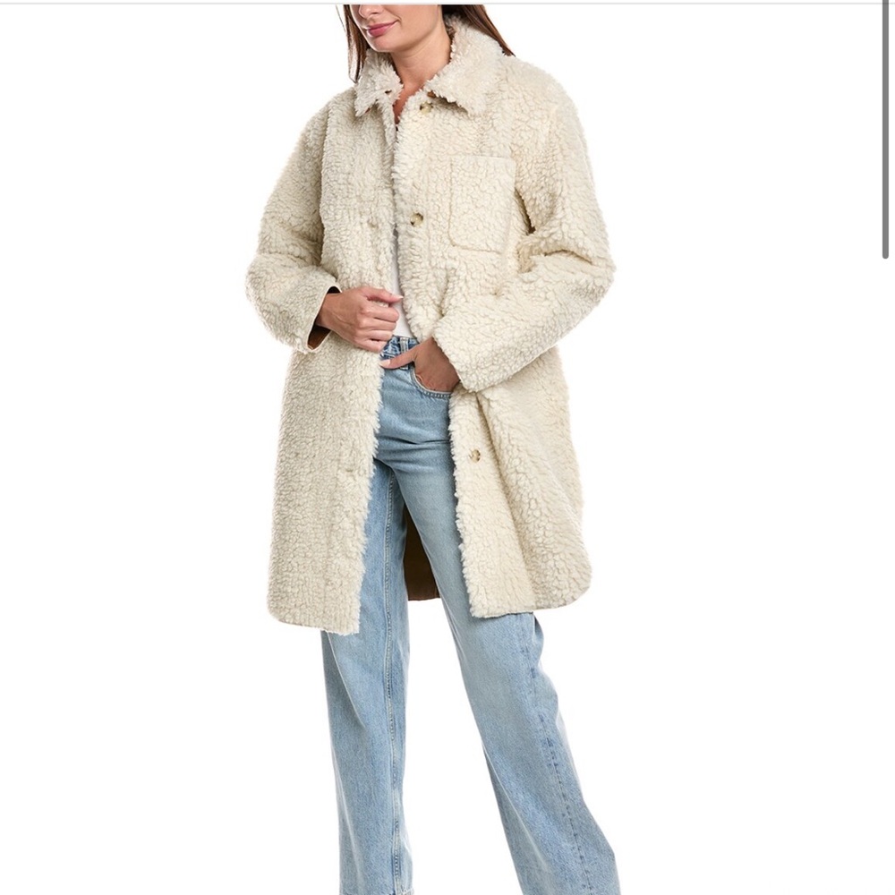 Hugo Boss Cream Faux Shearling Teddy Coat